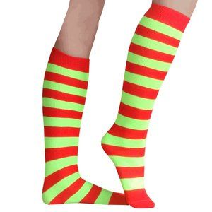 Red/Neon Green Striped Socks